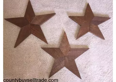 Set of 3 Handcrafted Reclaimed Wood Stars
