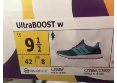 2 pr 9 1/2 Adidas Ultra Boost running shoes worn two times $90.00 each 1/2 off reg price