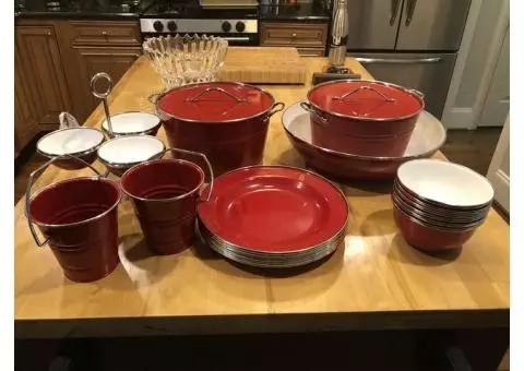 Pottery Barn Red Plate Set